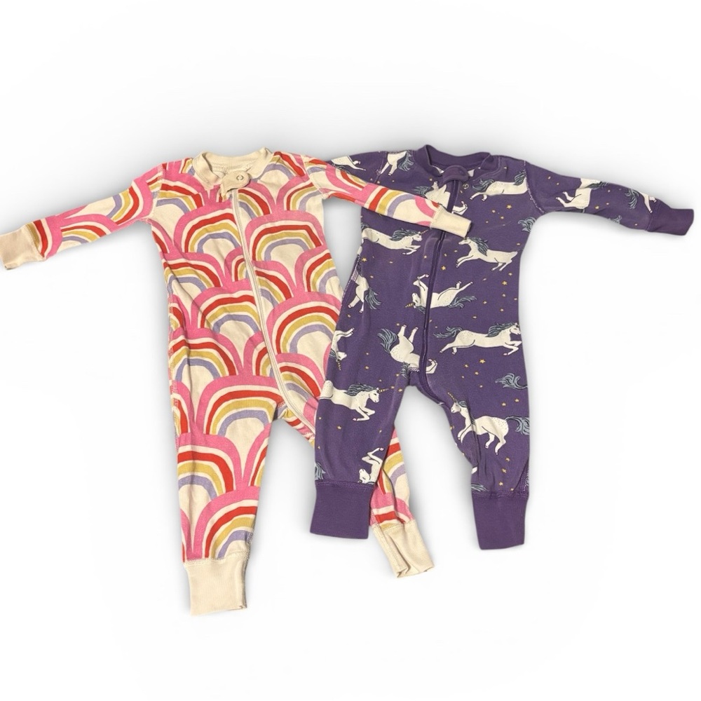 Hanna Andersson 12-18 mo Rainbow and Unicorn Kids Footies Bundle